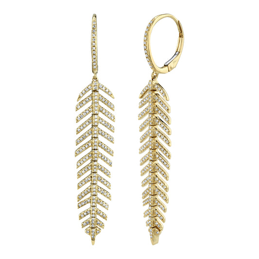 0.60Ct 14K Y/G Diamond Feather Earring