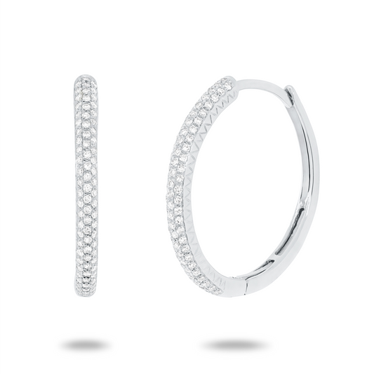 0.30Ct 14K W/G Diamond Pave Hoop Earring