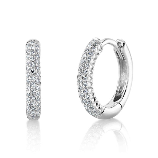 0.20Ct 14K W/G Diamond Pave Huggie Earring