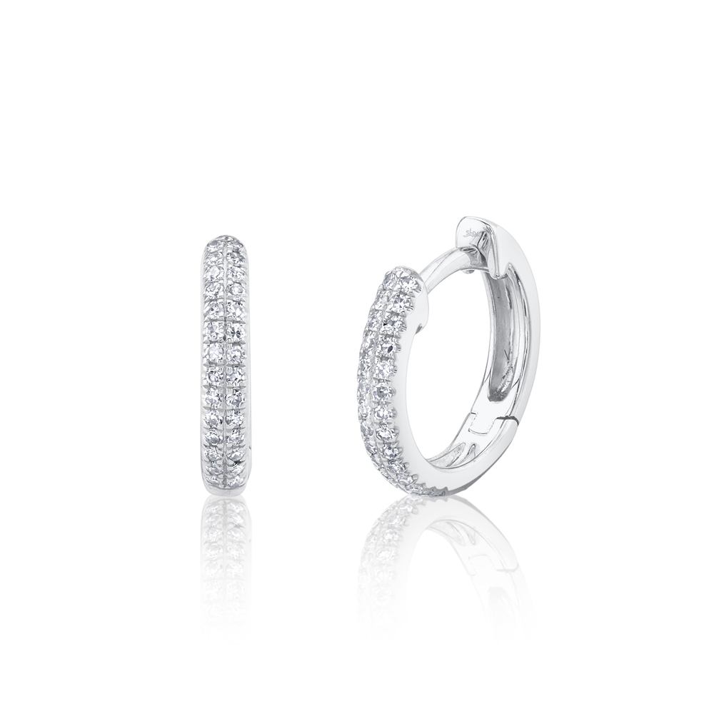 0.12Ct 14K W/G Diamond Pave Huggie Earring