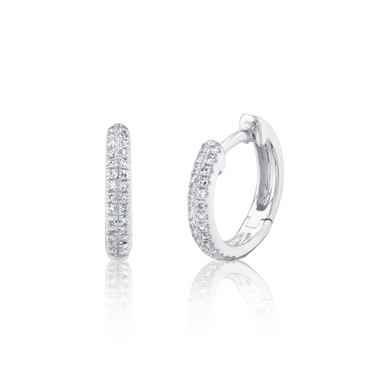 0.12Ct 14K W/G Diamond Pave Huggie Earring