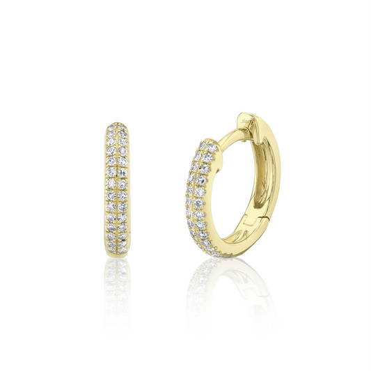 0.12Ct 14K Y/G Diamond Pave Huggie Earring
