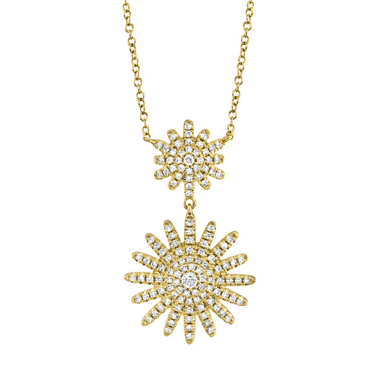 0.32Ct 14K Y/G Diamond Starburst Necklace