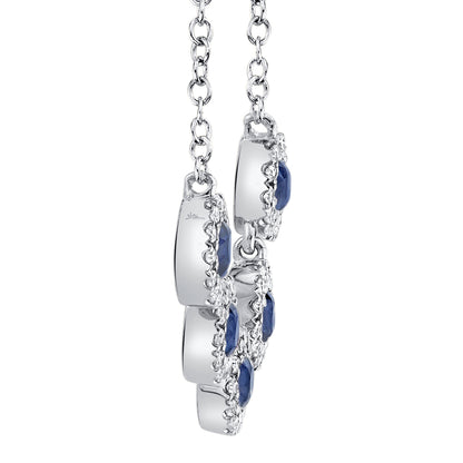 0.16Ct Diamond & 0.49Ct Blue Sapphire 14K W/G Necklace