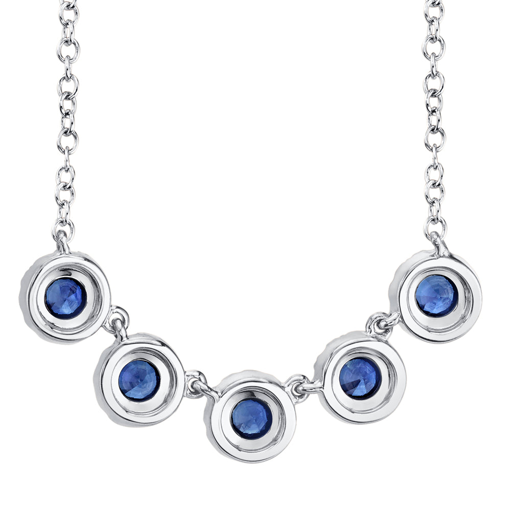0.16Ct Diamond & 0.49Ct Blue Sapphire 14K W/G Necklace