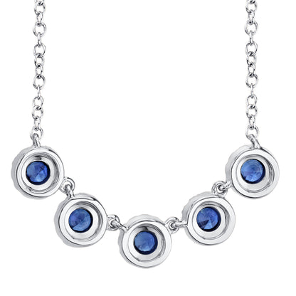 0.16Ct Diamond & 0.49Ct Blue Sapphire 14K W/G Necklace