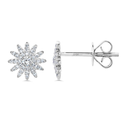 0.24Ct 14K W/G Diamond Starburst Stud Earring