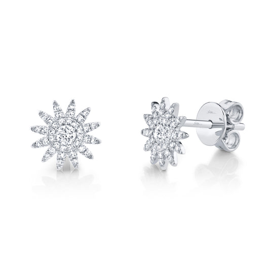 0.24Ct 14K W/G Diamond Starburst Stud Earring