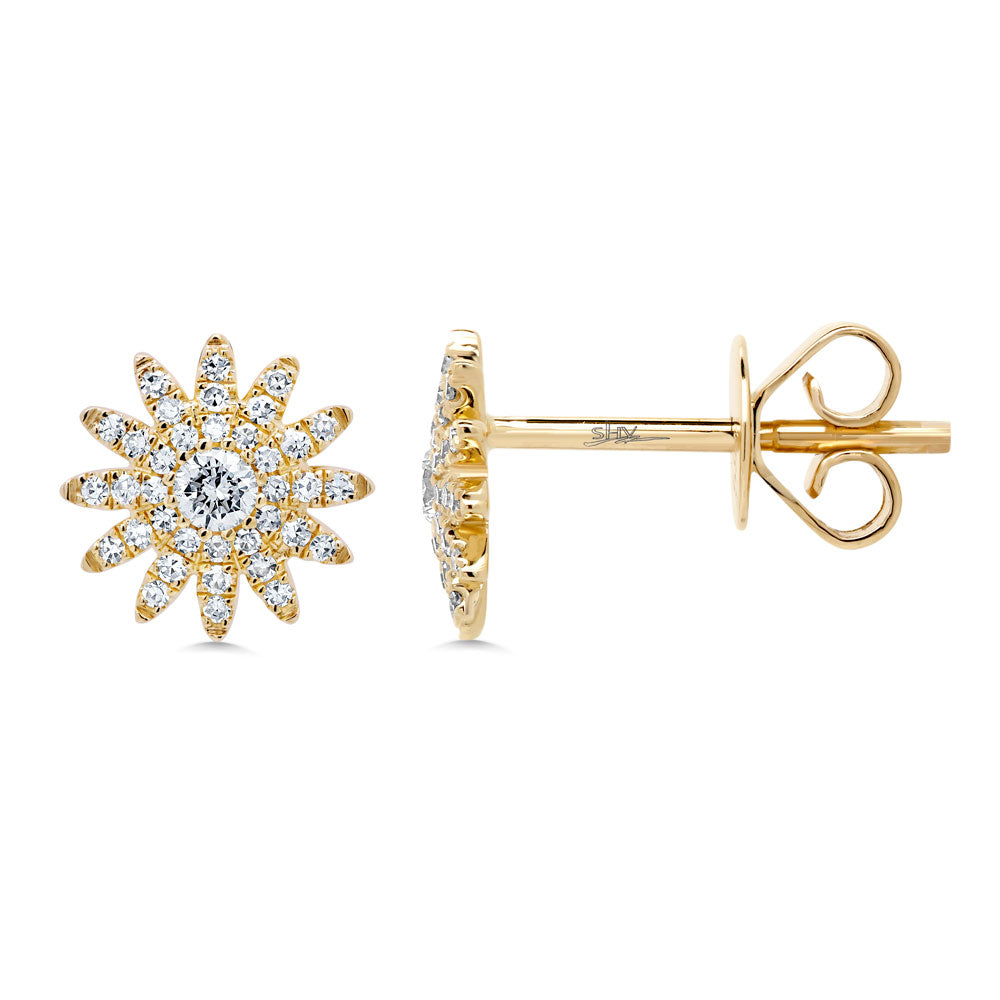 0.24Ct 14K Y/G Diamond Starburst Stud Earring