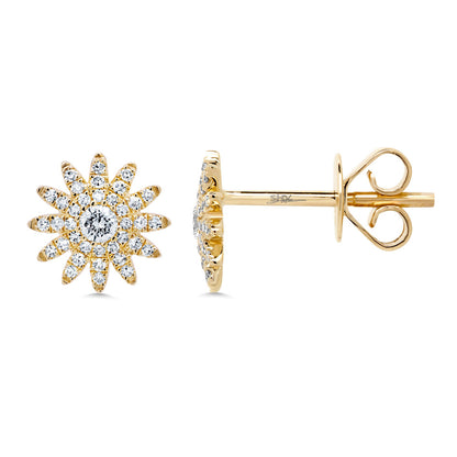 0.24Ct 14K Y/G Diamond Starburst Stud Earring