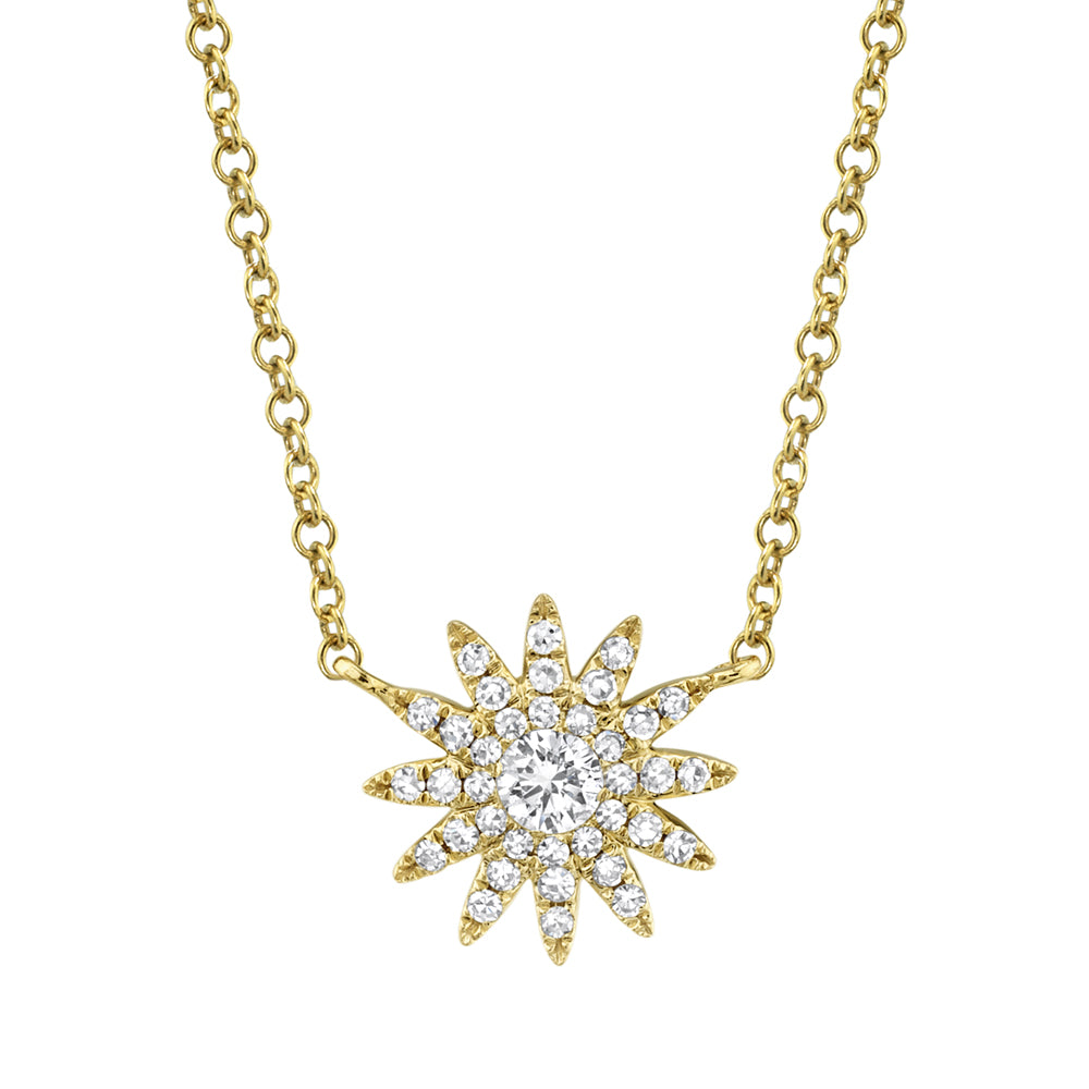 0.15Ct 14K Y/G Diamond Starburst Necklace