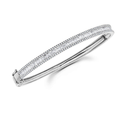1.74Ct 14K W/G Diamond Baguette Bangle