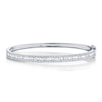1.74Ct 14K W/G Diamond Baguette Bangle