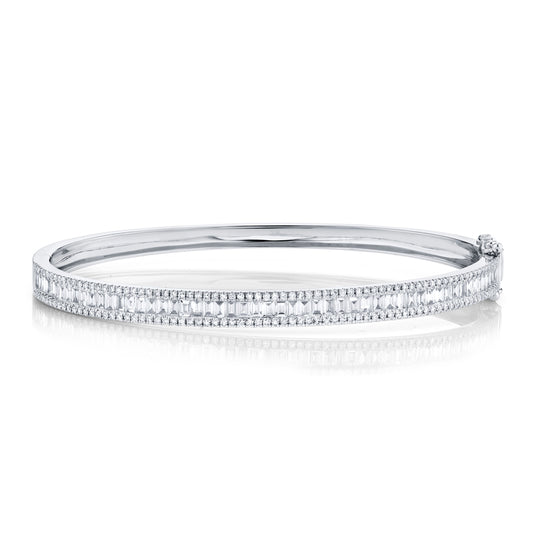 1.74Ct 14K W/G Diamond Baguette Bangle