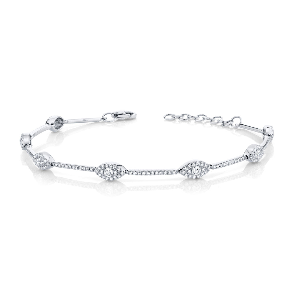 0.88Ct 14K W/G Diamond Eye Bracelet