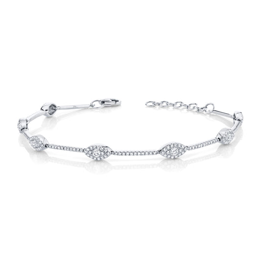 0.88Ct 14K W/G Diamond Eye Bracelet