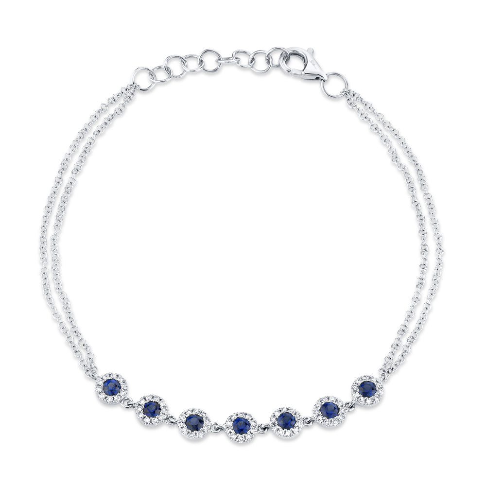0.21Ct Diamond & 0.53Ct Blue Sapphire 14K W/G Bracelet