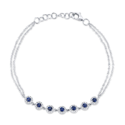 0.21Ct Diamond & 0.53Ct Blue Sapphire 14K W/G Bracelet