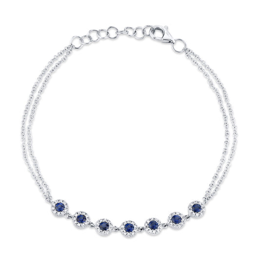 0.21Ct Diamond & 0.53Ct Blue Sapphire 14K W/G Bracelet