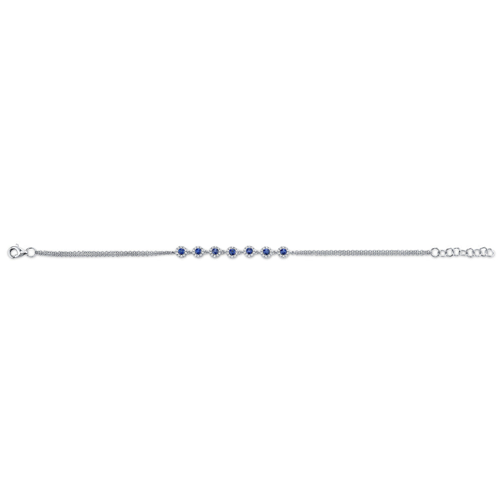 0.21Ct Diamond & 0.53Ct Blue Sapphire 14K W/G Bracelet