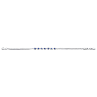 0.21Ct Diamond & 0.53Ct Blue Sapphire 14K W/G Bracelet