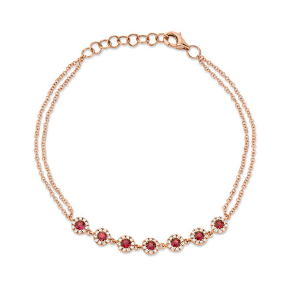 0.21Ct Diamond & 0.52Ct Ruby 14K R/G Bracelet