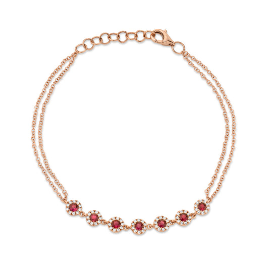 0.21Ct Diamond & 0.52Ct Ruby 14K R/G Bracelet