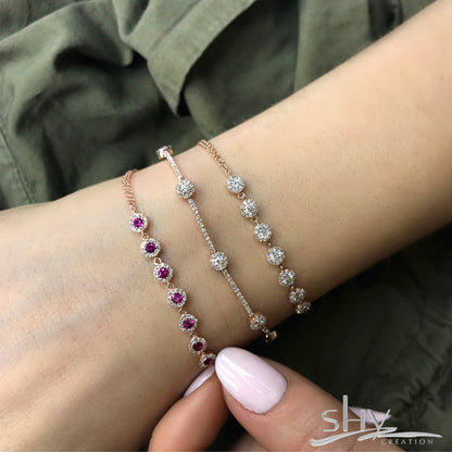 0.21Ct Diamond & 0.52Ct Ruby 14K R/G Bracelet