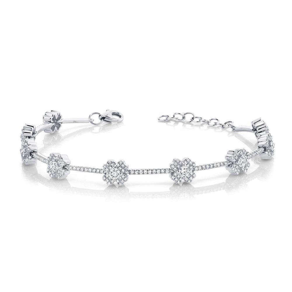 1.29Ct 14K W/G Diamond Clover Bracelet