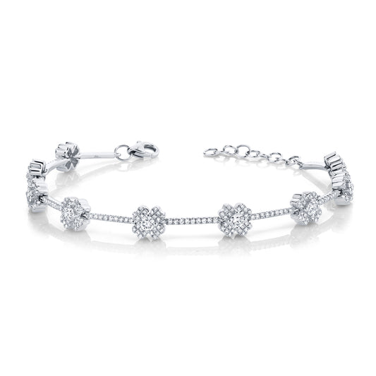1.29Ct 14K W/G Diamond Clover Bracelet