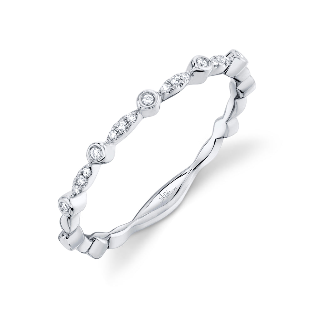 0.06Ct 14K W/G Diamond Lady's Band