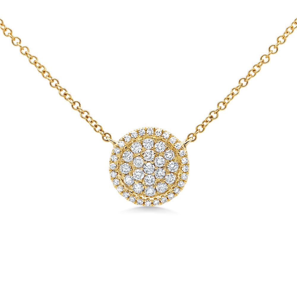 0.27Ct 14K Y/G Diamond Pave Circle Necklace