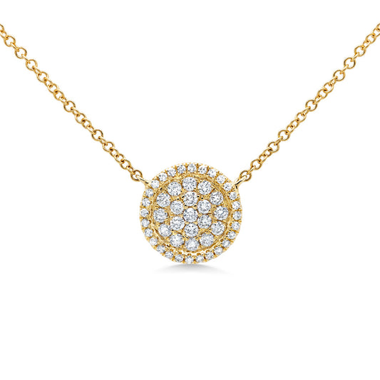 0.27Ct 14K Y/G Diamond Pave Circle Necklace