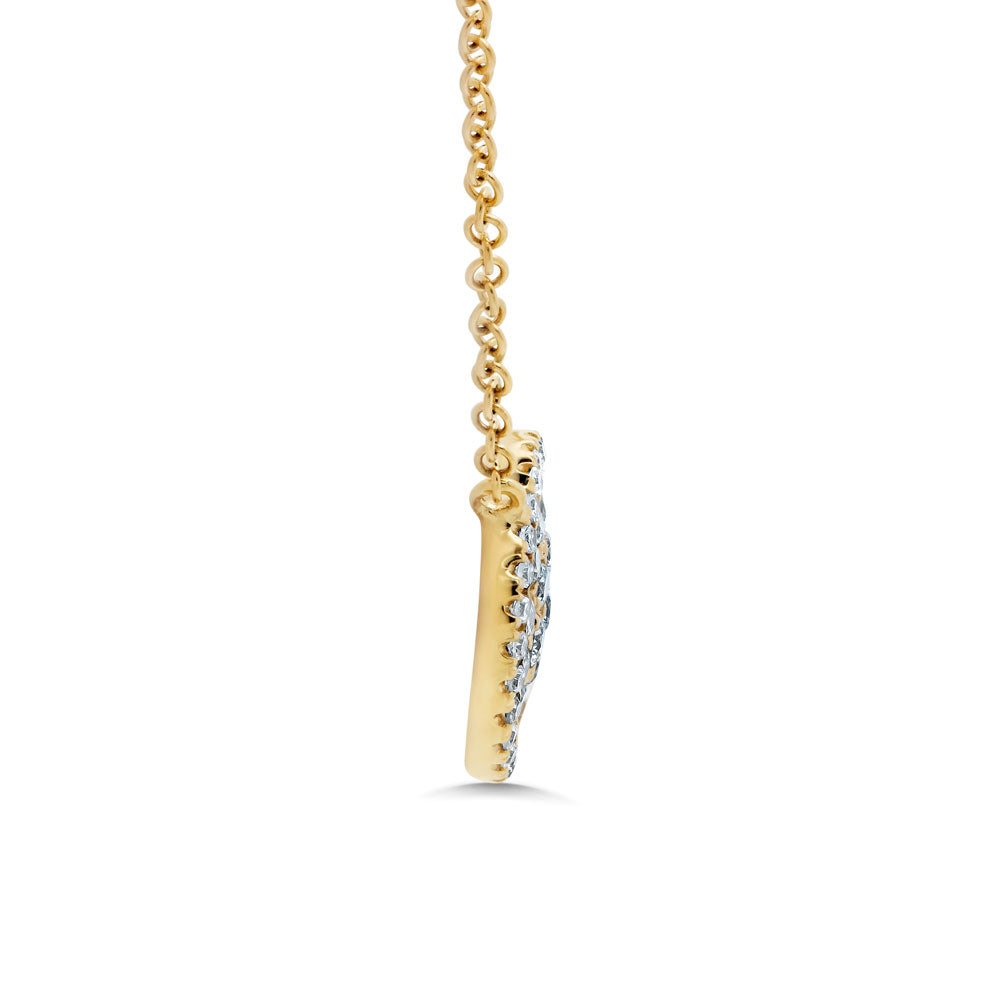 0.27Ct 14K Y/G Diamond Pave Circle Necklace