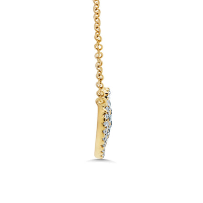 0.27Ct 14K Y/G Diamond Pave Circle Necklace