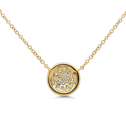 0.27Ct 14K Y/G Diamond Pave Circle Necklace
