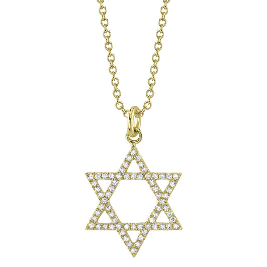 0.15Ct 14K Y/G Diamond Star Of David Necklace