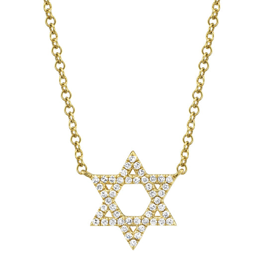 0.11Ct 14K Y/G Diamond Star Of David Necklace