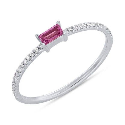 0.08Ct Diamond & 0.17Ct Pink Sapphire 14K W/G Lady's Ring