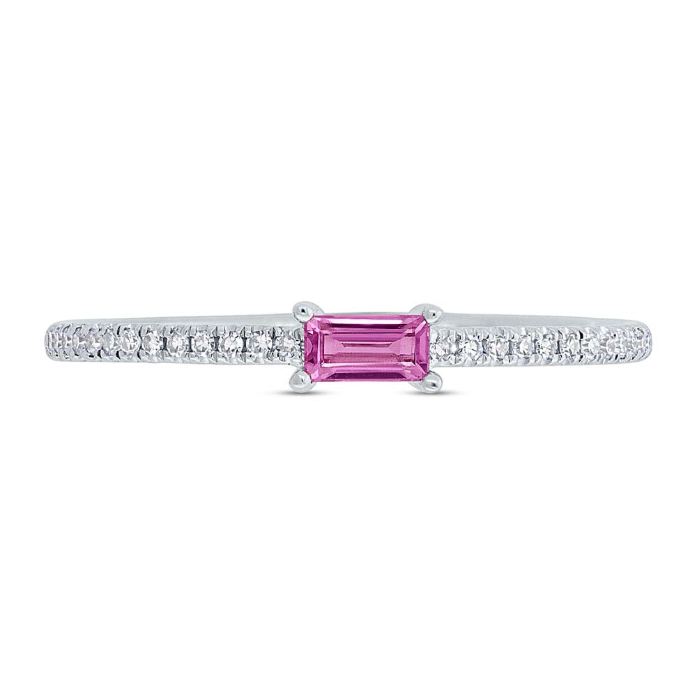 0.08Ct Diamond & 0.17Ct Pink Sapphire 14K W/G Lady's Ring