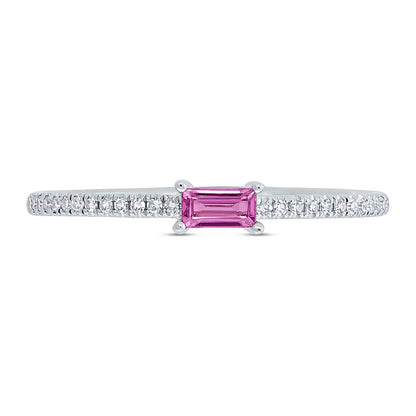 0.08Ct Diamond & 0.17Ct Pink Sapphire 14K W/G Lady's Ring