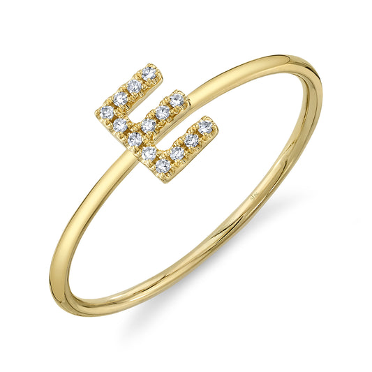 0.05Ct 14K Y/G Diamond Lady's Ring - Initial E