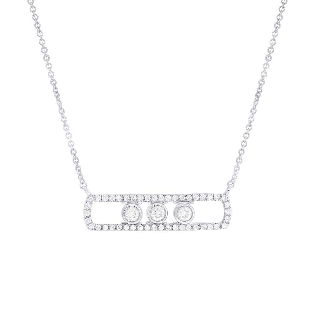 0.24Ct 14K W/G Diamond Slider Bar Necklace