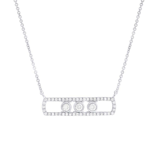 0.24Ct 14K W/G Diamond Slider Bar Necklace