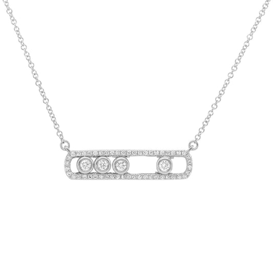 0.30Ct 14K W/G Diamond Slider Bar Necklace