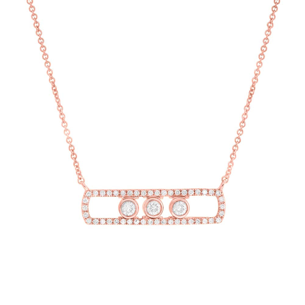 0.24Ct 14K R/G Diamond Slider Bar Necklace