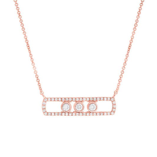 0.24Ct 14K R/G Diamond Slider Bar Necklace