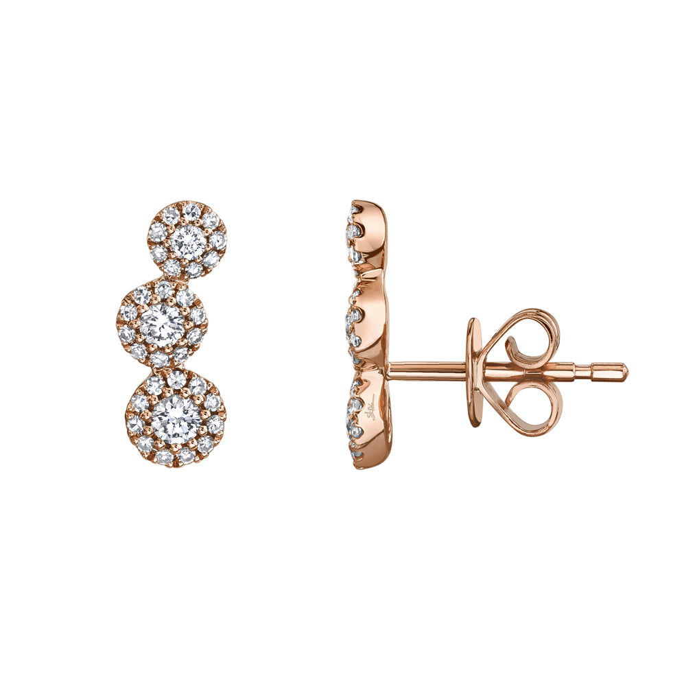 0.36Ct 14K R/G Diamond Stud Earring