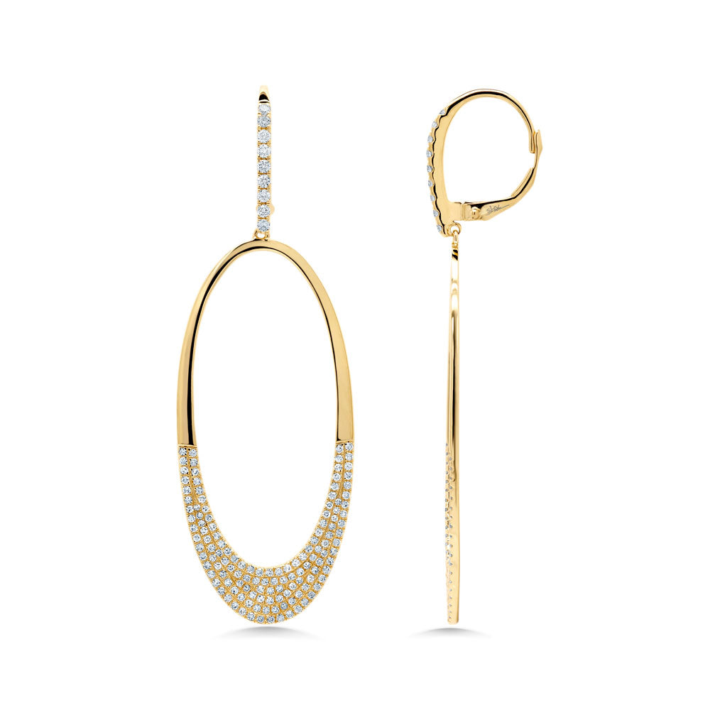 0.85Ct 14K Y/G Diamond Pave Oval Earring