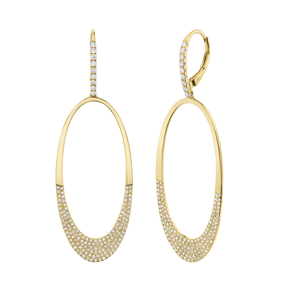 0.85Ct 14K Y/G Diamond Pave Oval Earring